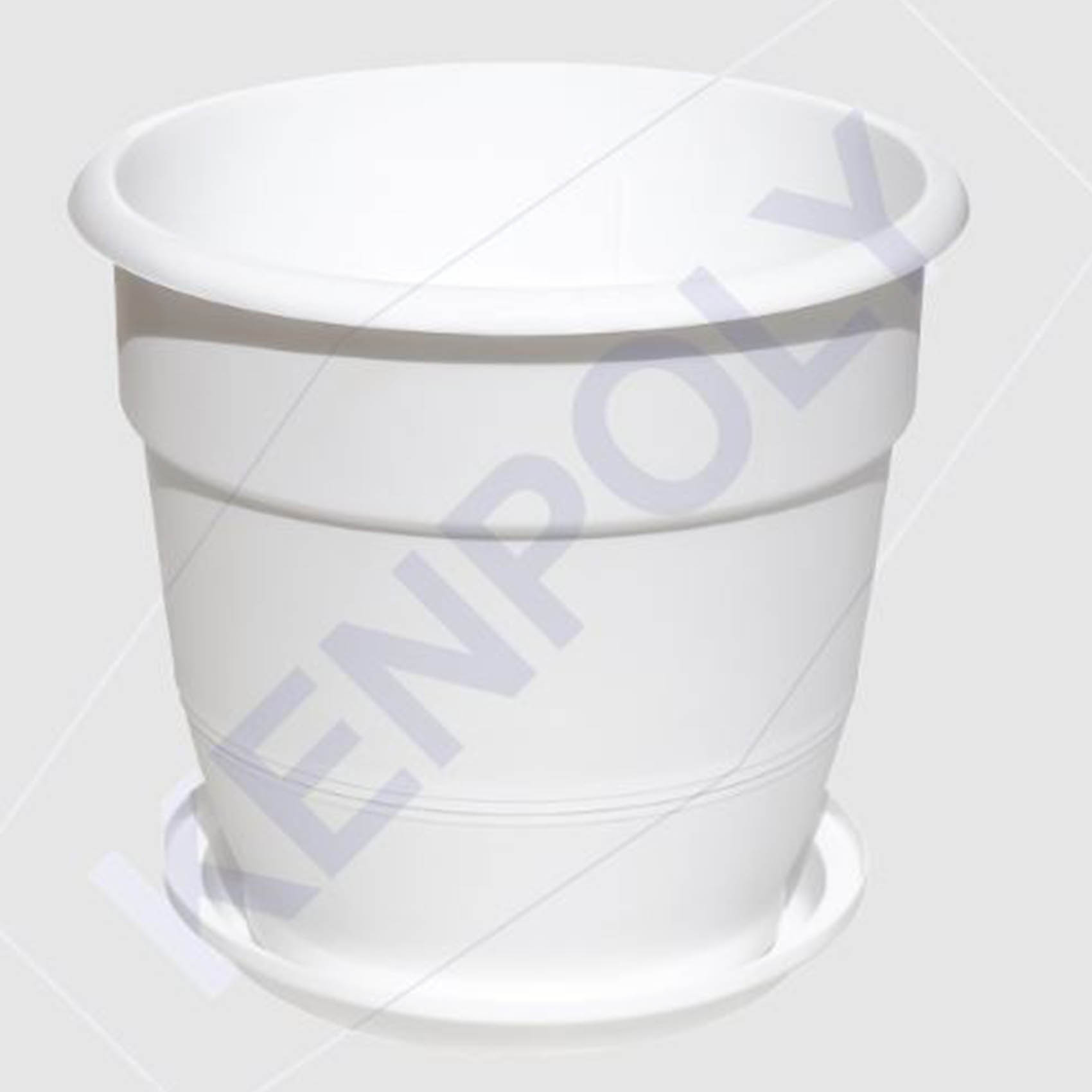 KENPOLY PLANTER NO.3 WITH DISH WHT